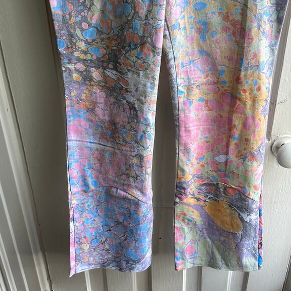 Free People Lefty High Rise Flare Pants Pastel Multi NWOT - Picture 5 of 8